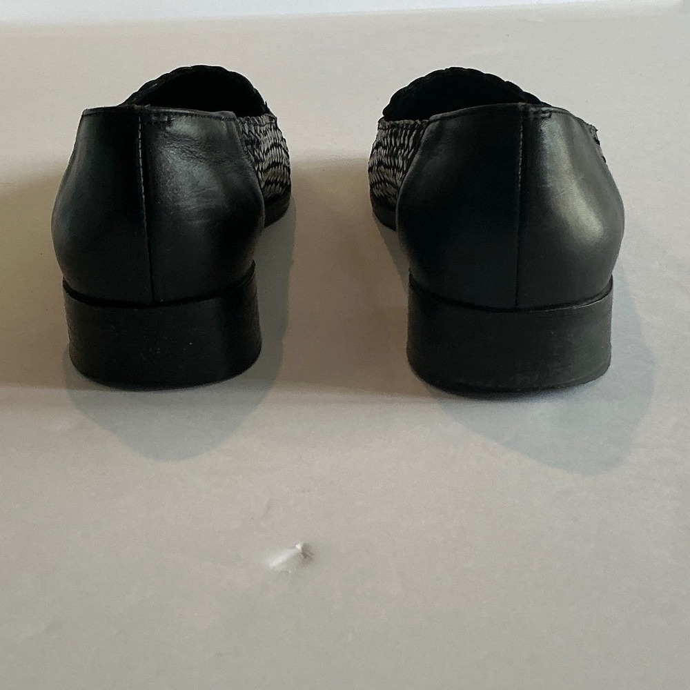 Vintage Amalfi Woven Black Leather Loafers Flats size 7 2A Narrow Italy - Picture 4 of 14